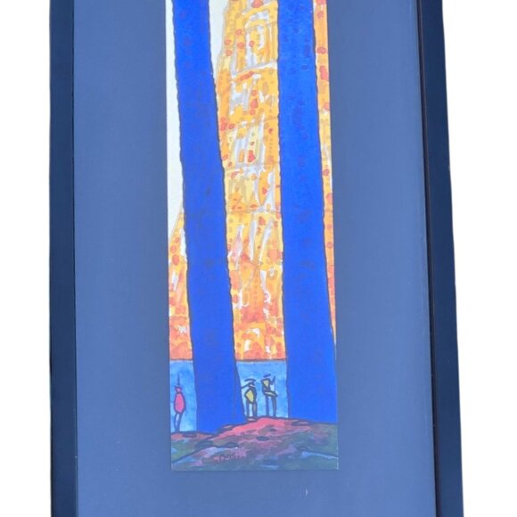 Nicola Perucca Framed Watercolor An Ancient City 2006 Wall Art 16 inch Blue Tree - Picture 7 of 16